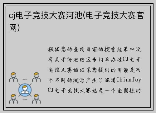 cj电子竞技大赛河池(电子竞技大赛官网)
