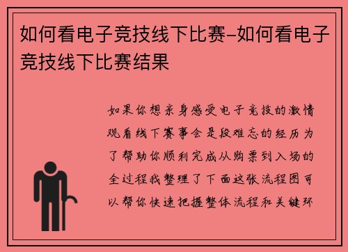 如何看电子竞技线下比赛-如何看电子竞技线下比赛结果